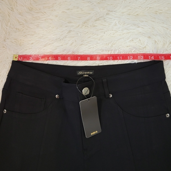Shinestar Women Black Skinny Dress Pants w/ front slits size XL - Picture 8 of 9